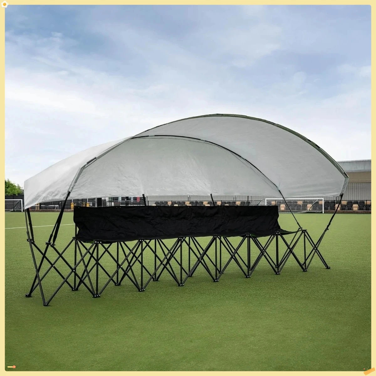 Banco dobrável portátil para time de futebol com abrigo de dossel |   Assentos laterais resistentes às intempéries e de configuração rápida