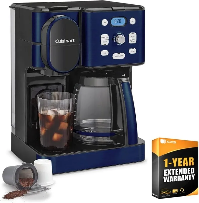 

Coffee Center 2-in-1 Coffeemaker and Single Serve Combo Brewer, Navy Blue Bundle with 1 Year CPS Enhanced Protection Pack