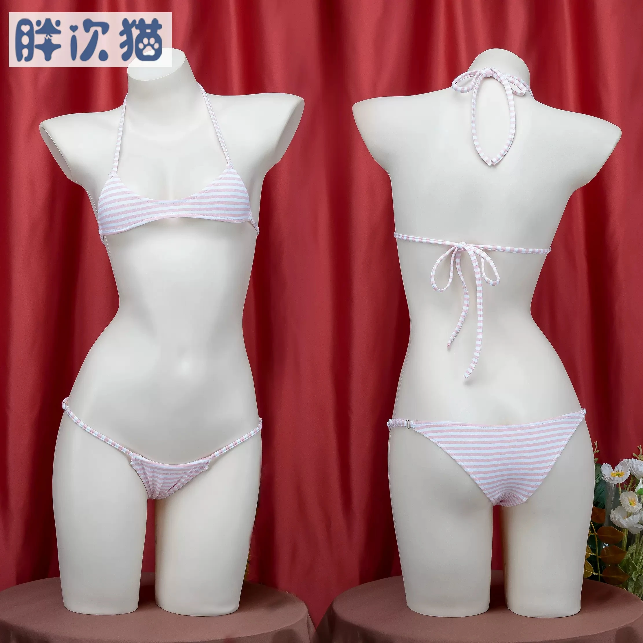 Japanese Striped Bikini Bandage Underwear Sets Three point style School Cosplay Costume Girls Uniform Bikini