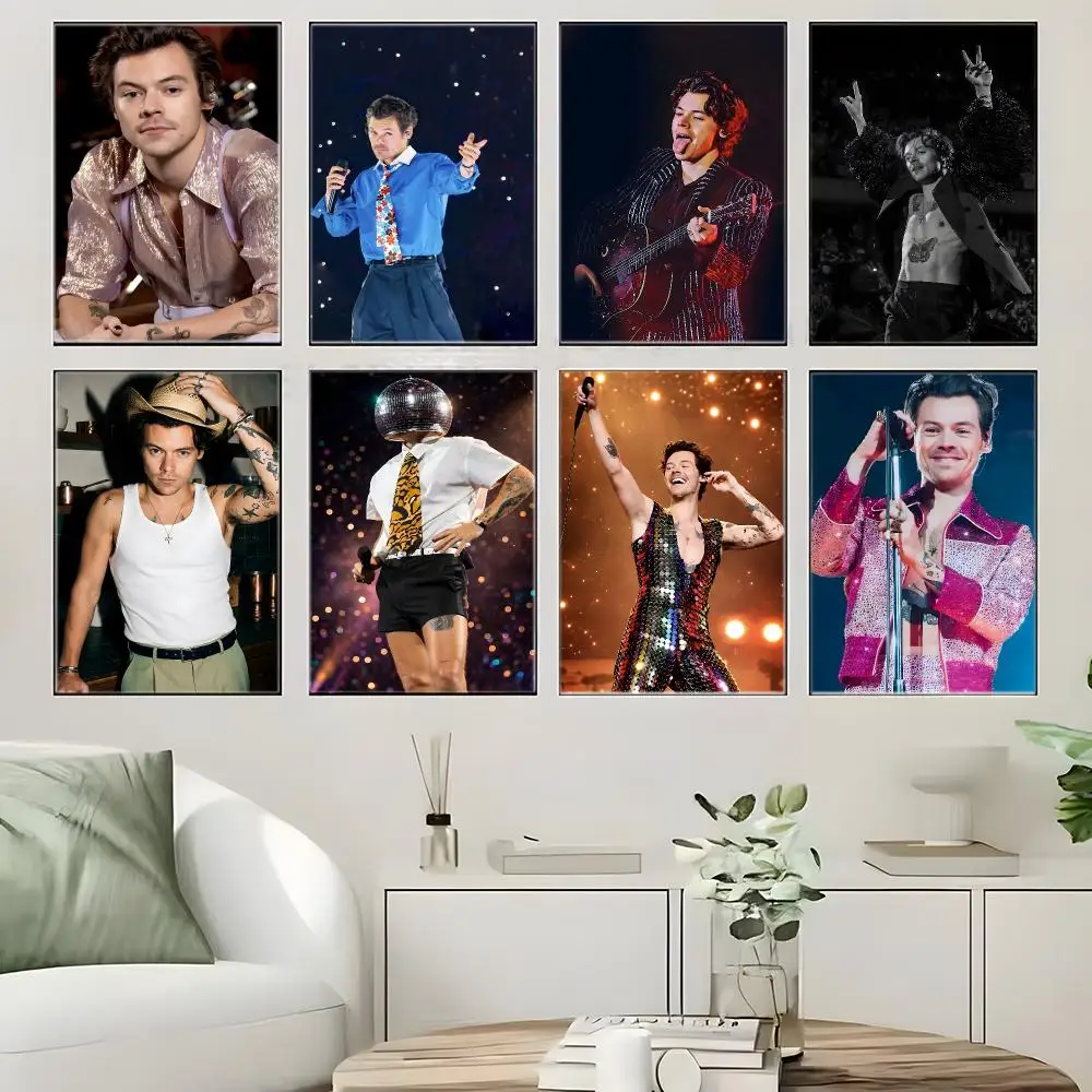 British Pop Singer H-Harry Styles Poster  Self-adhesive Art Waterproof Paper Sticker Coffee House Bar Room Wall Decor