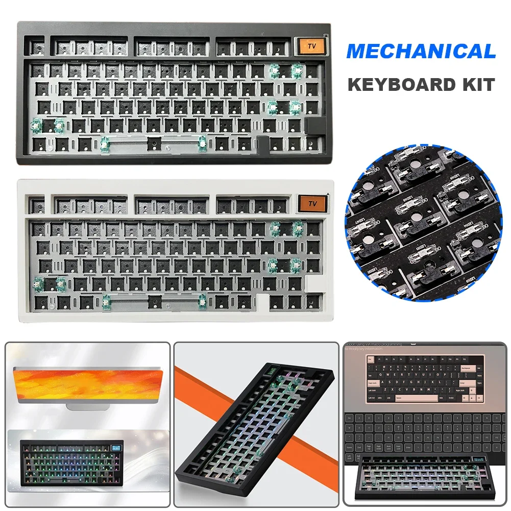GMK81 RGB Mechanical Keyboard Kit Computer Keyboard BT Surport Wired Keyboard with Knob Compact Backlit Keyboard for MAC Windows