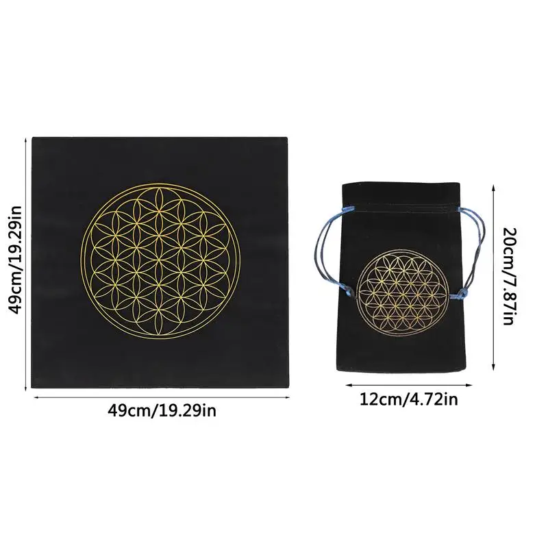 Tarot Card Tablecloth Flower Of Life Divination Altar Cloth Board Game Card Pad With Tarot Cards Bag Pouch