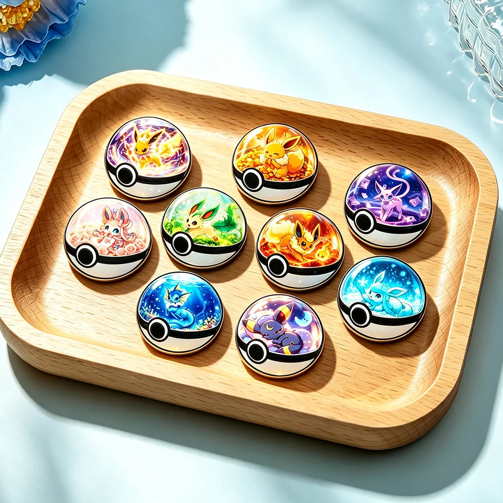 Image of 9 Stück Anime Eeveelution Flareon Pokeball Emaille-Pins Niedliche Eevee Umbreon Espeon Familie Anstecknadel Abzeichen als Geschenk für Freunde