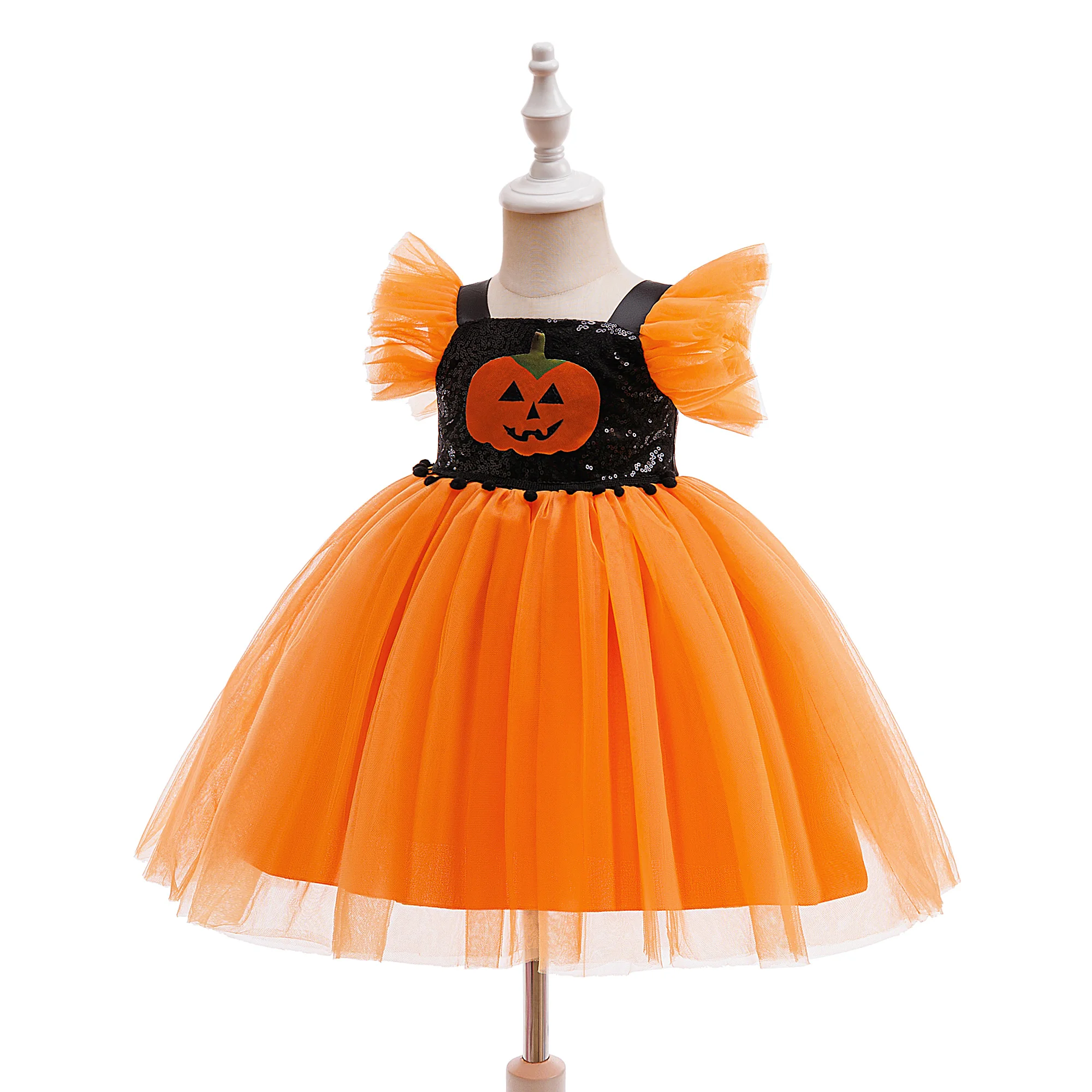 Kleinkind-Kürbis-Party-Kleid für Babymädchen, Kleider für den 1. Geburtstag, Hochzeit, Brautjungfern, Prinzessinnenkleider, Mädchen-Halloween-Weihnachtskostüm – Detail 3
