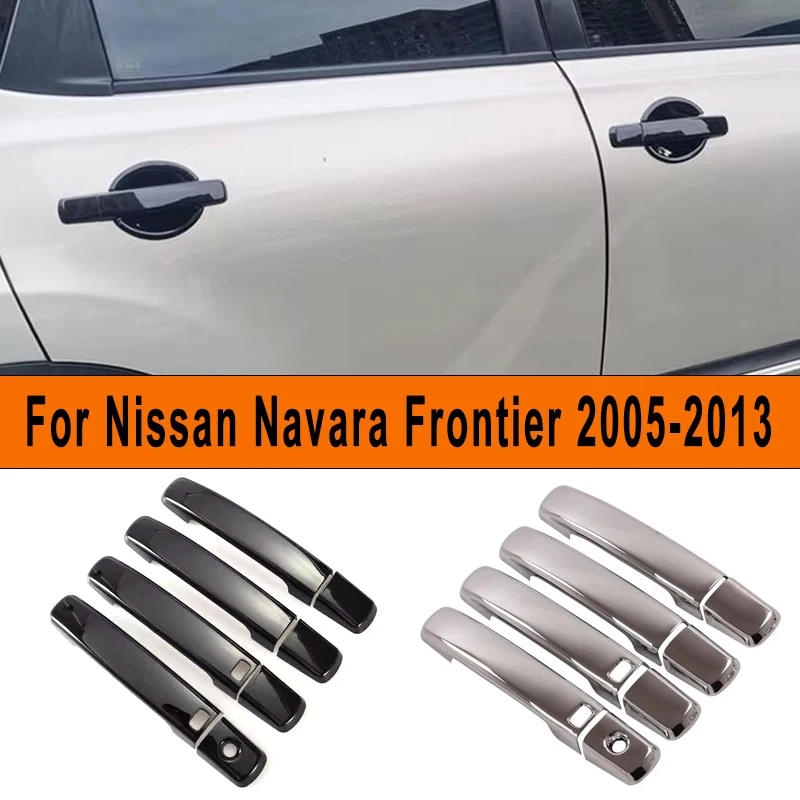 

Glossy Black Chrome Car Door Handle Cover Stickers Styling Accessories For Nissan Navara Frontier 2005-2013 2012 2011 2010 2009