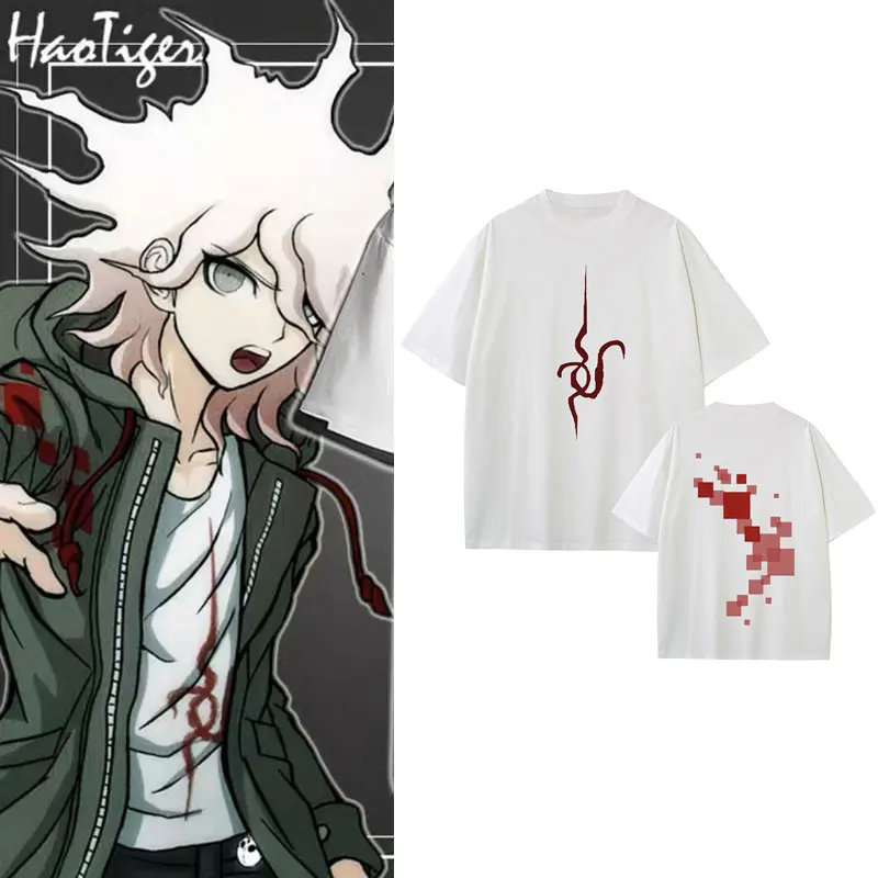 Anime Danganronpa Komaeda Nagito Same Style Print T-shirt Men Women Funny Cartoon Manga T Shirts Men's Casual Cotton T-shirts