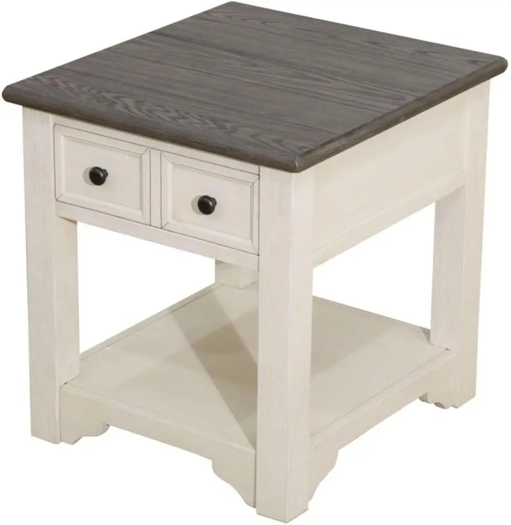Small Farmhouse Wood Nightstand with Storage, Side Bedside End Couch Table Cabinets, Night Stand for Small Spaces, Living Room Bedroom Kitchen Plant Tables, Dark Gray MDF and White Oak