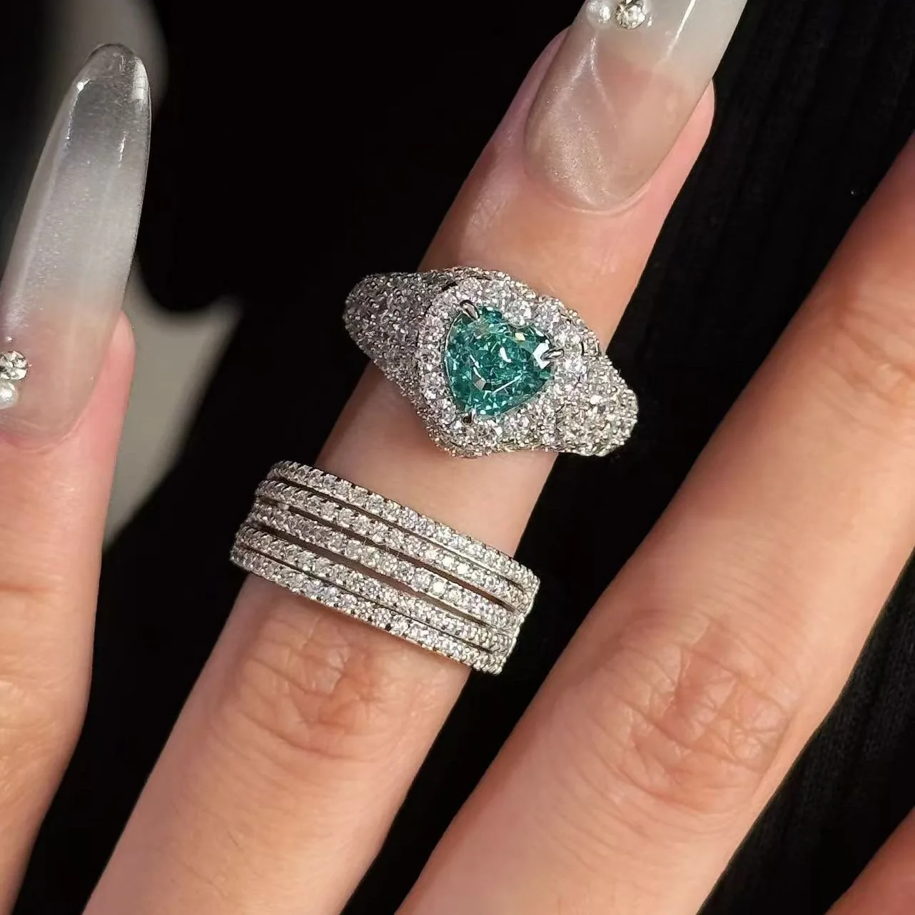 Multi layered cross fashion open zircon ring, light luxury, high-end, versatile ring, daily commuting jewelry accessories