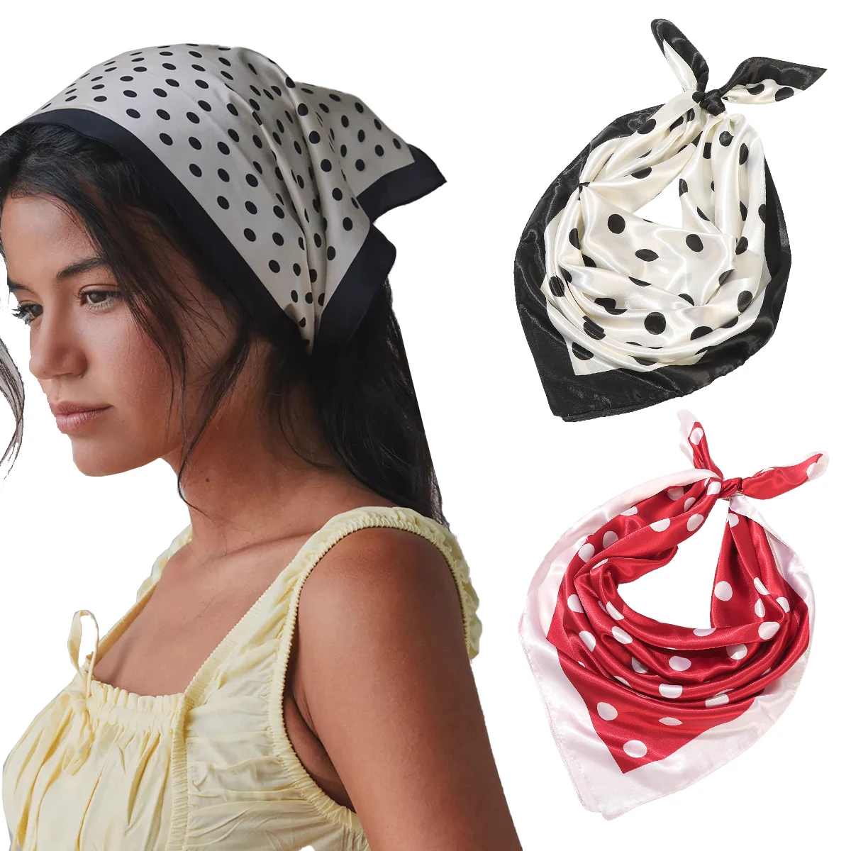 

Floral Print Square Hair Scarf Headband for Women Hijab Hair Bands 90cm Female Satin Shawl Ribbon Foulard Neckerchief Headband