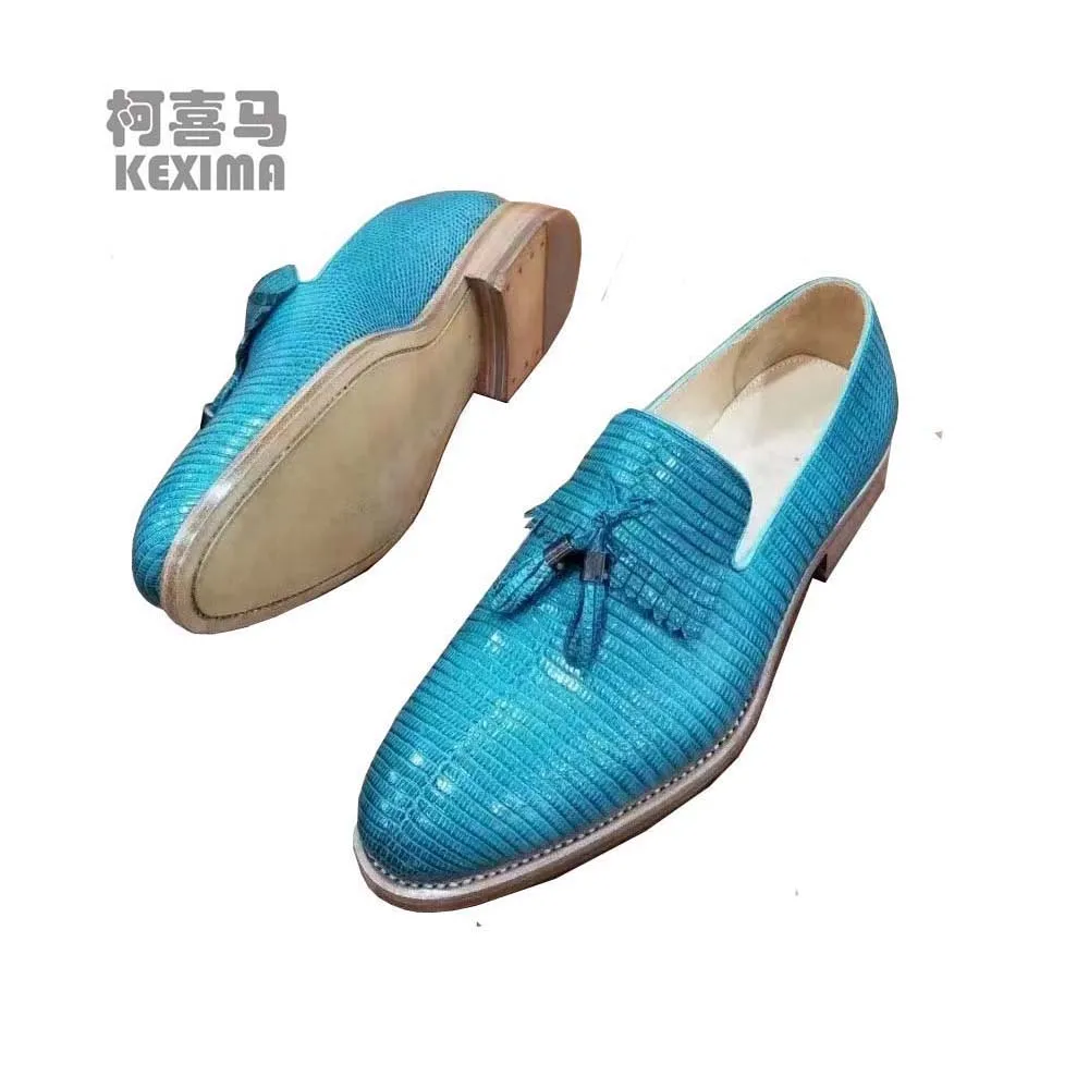 pinxin new arrival men dress shoes men fromal shoes men lizard  leather shoes men and women shoes  blue fashion wedding shoes