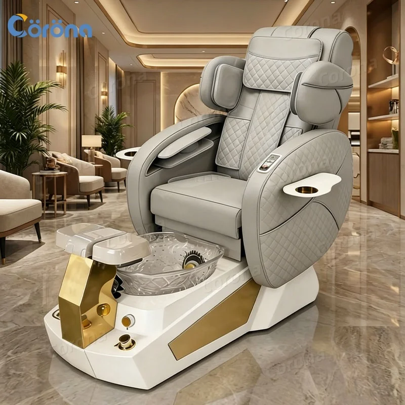 

Luxury Professional Pedicure Chair with Crystal Bowl Customized Salon Furniture Suppler Comfortable Foot Care Massage Seat