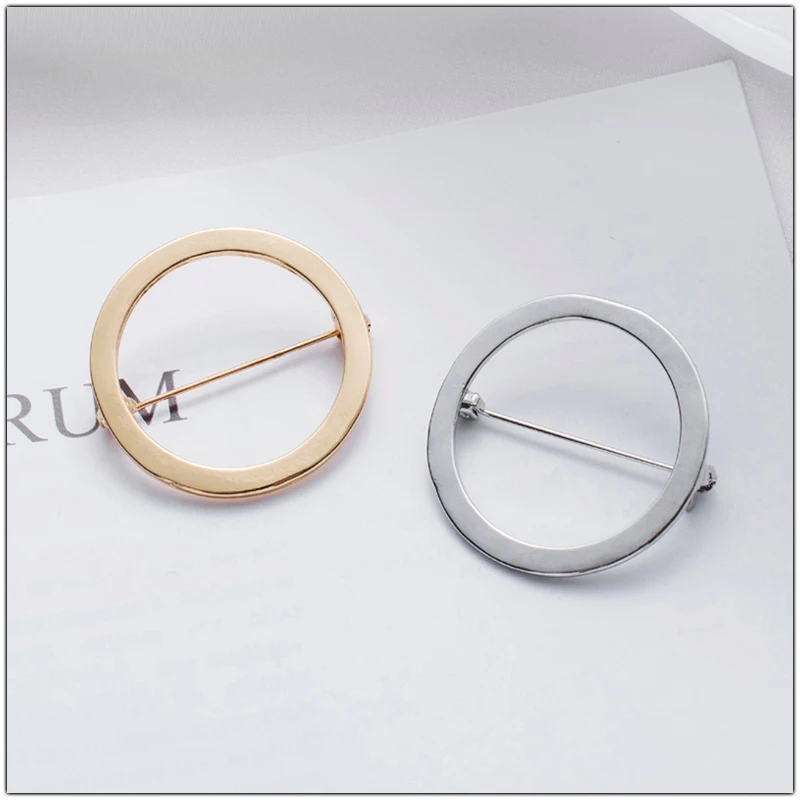 Geometry shape Round Brooch Pins Metal Fashion Jewelry Lovely Simple Smooth Alloy Men Badge Brooches for Women Accessories Gifts