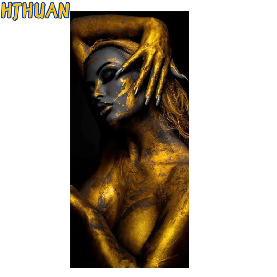 5D fai da te cerchio pieno pittura diamante arte astratta donna dorata ritratto mosaico punto croce mosaico decorazione della casa pasta da parete fai da te