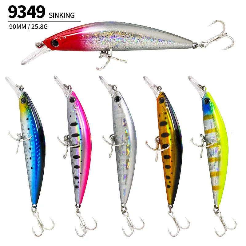 Far throw Heavy Weight Minnow 25.8G90MM Sinking Jerkbait Longcast Fishing LureSaltwater Sea Bass Plastic Artificial Bait Tackle