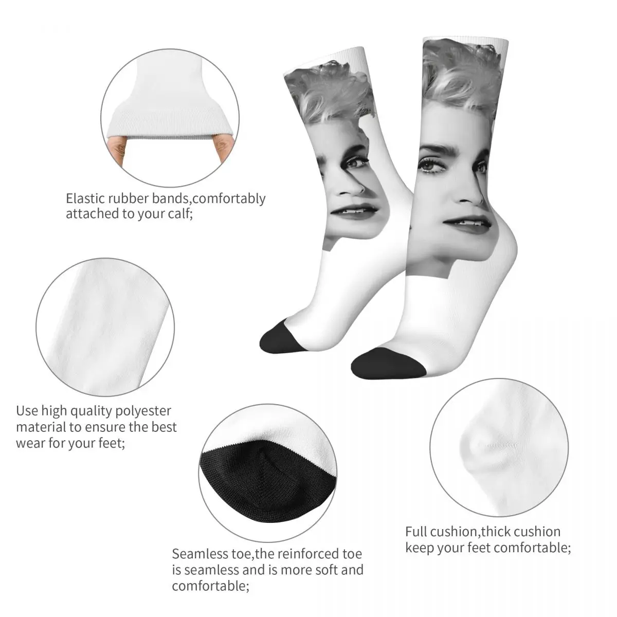 Female Male Vintage Madonna Celebration Tour Socks Comfortable Fashion Pop Music Singer Socks Harajuku Product Middle TubeSocks