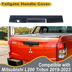 Rear Tailgate Door Handle Cover For Mitsubishi L200 Triton MR GLS 2019-2023 Camera Hole ABS Matte Black Car Exterior Accessories