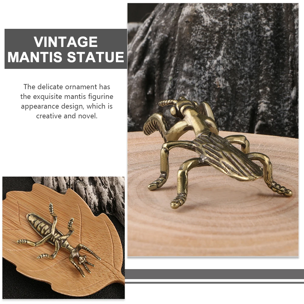 

Creative Copper Mantis Statue H made Solid Chinese Retro Table Decoration Delicate Figurine Desktop Craft Metal Art