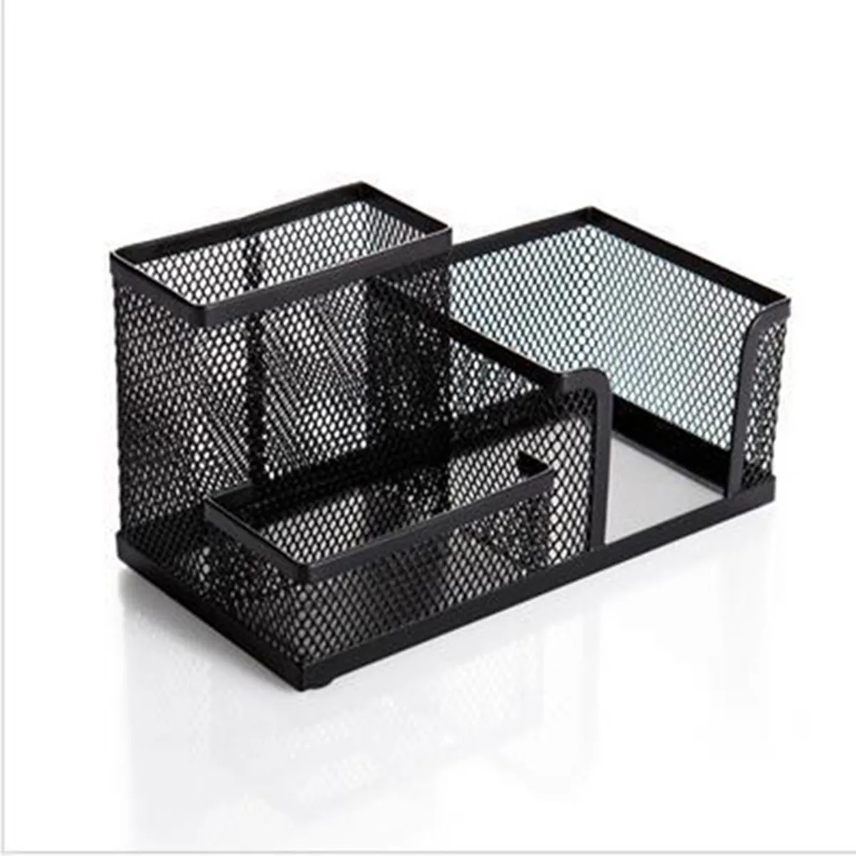

3-Compartments -Rolled Steel Desktop Organizer Mesh Desk Multifunction Storage Box Office Supplies Pen Pencil Business