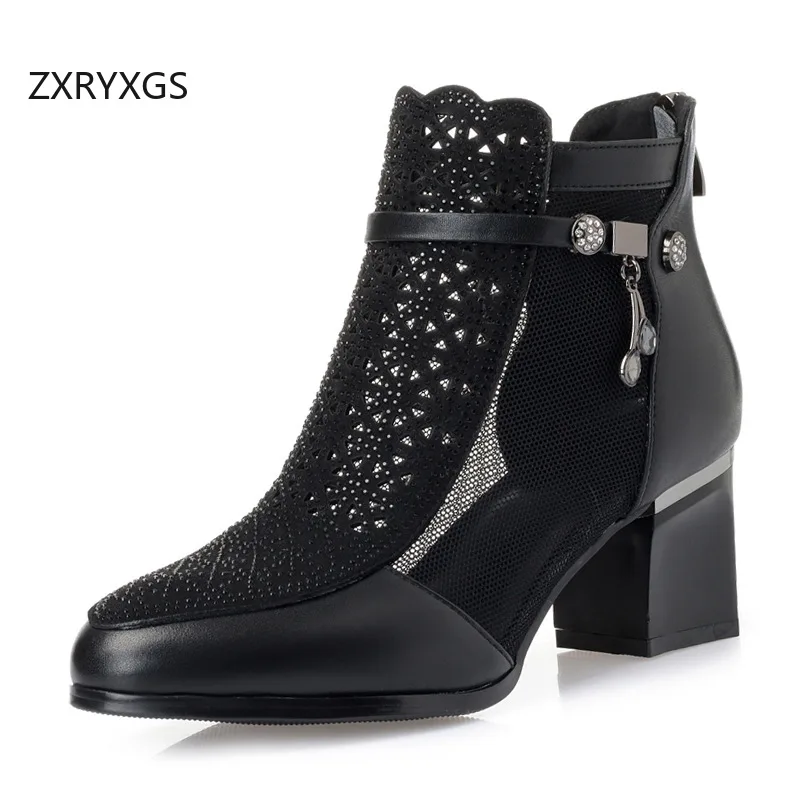 

ZXRYXGS темпераментные элегантные ботинки из воловьей кожи, модные сандалии, лето 2021, кроссовки со стразами, женская обувь Sanda, большие размеры