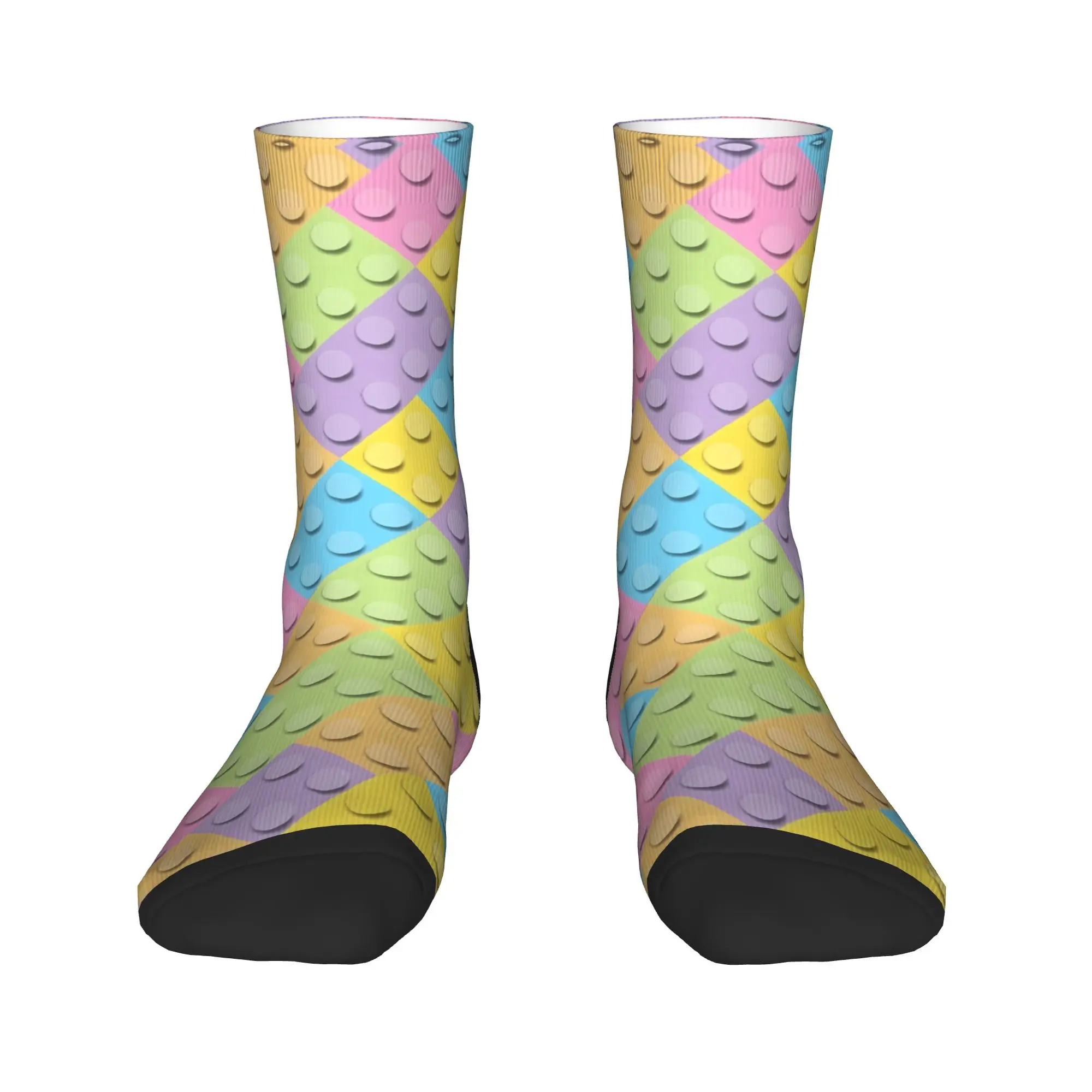 Pastel Diagonal Building Blocks Pattern Stockings Men Socks Soft Breathable Fashion Socks Winter Cycling Non Slip Graphic Socks