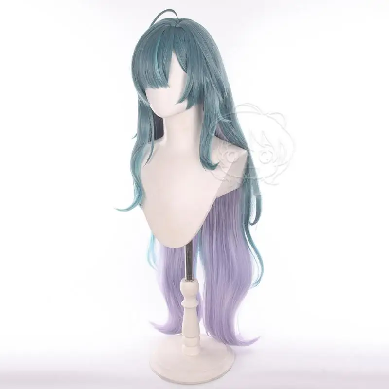 Genshin Impact Vodyanitsa Cosplay-Perücken, Kostüme, Kopfbedeckung, 105 cm lange, realistische Perücke mit dichtem, gemischtem, voluminösem, langem Haar. – Detail 4