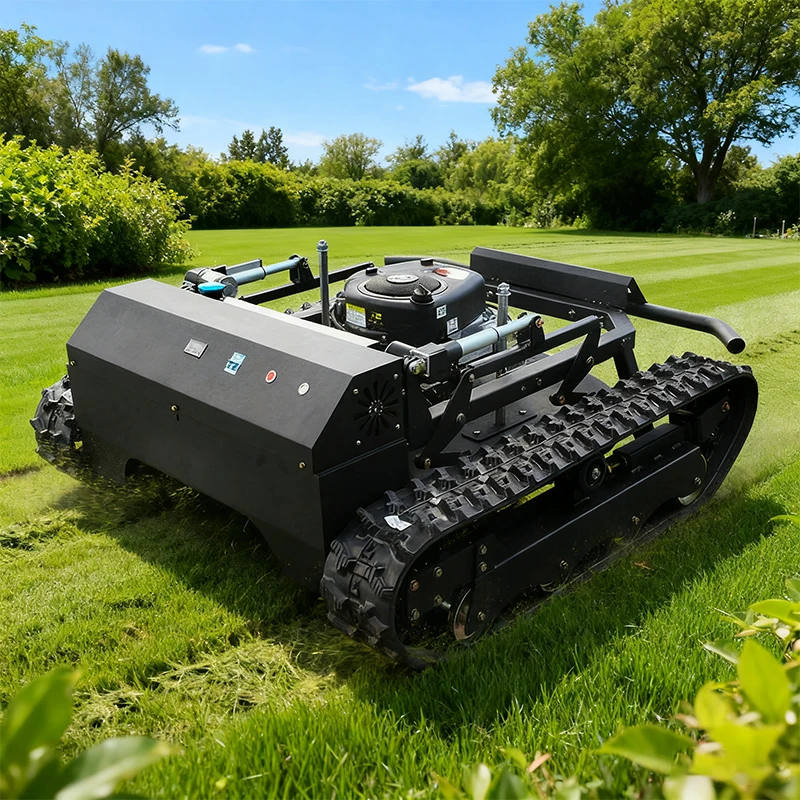 Multifunctional Small Mowing Robot Gasline Crawler Remote Control Robot Lawn Mower Farm Self-Propelled Weeder