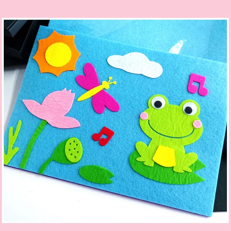 (Ce14)20/40Pcs Nonwoven Felt Fabric 10x10cm Patchwork Cloth Bundle for Kids Scrapbooking DIY