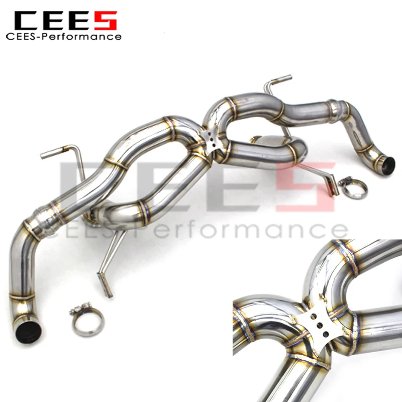 

cees Stainless Steel for Audi R8 V10 5.2 2010+ Axle Exhaust System Upgrade Catback Straight Pipes Modified Sound Exhaust