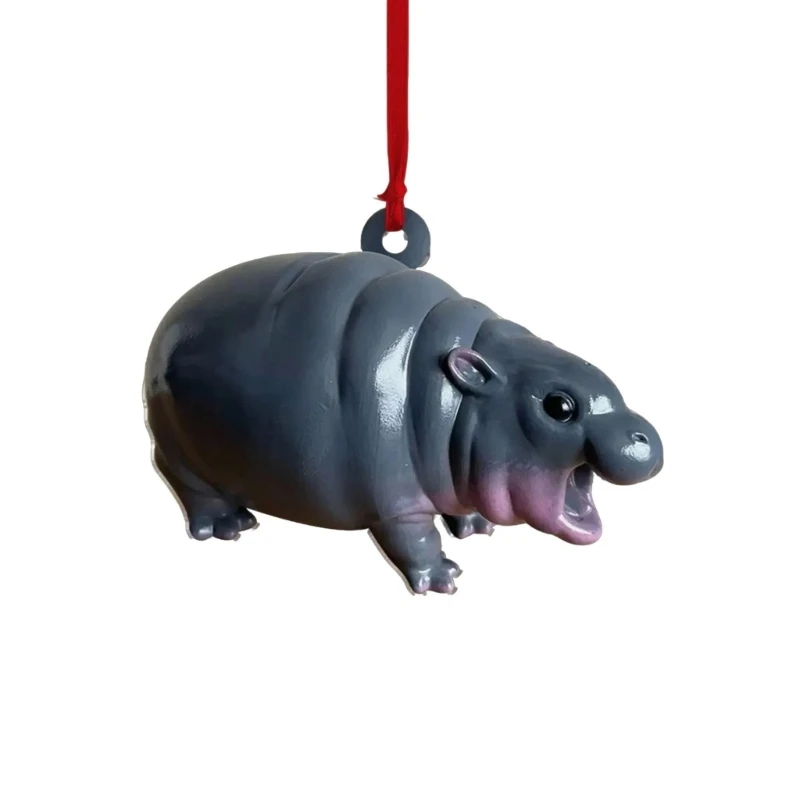 

Attractive Hippo Christmas Tree Accessory Holiday Hippo Charm Christmas Tree Hanging Ornament for Home and Parties