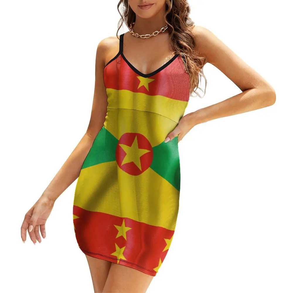 Exotic Woman's Clothing The Dress Grenada Flag Women's Sling Dress Graphic Vintage Cocktails Funny Novelty