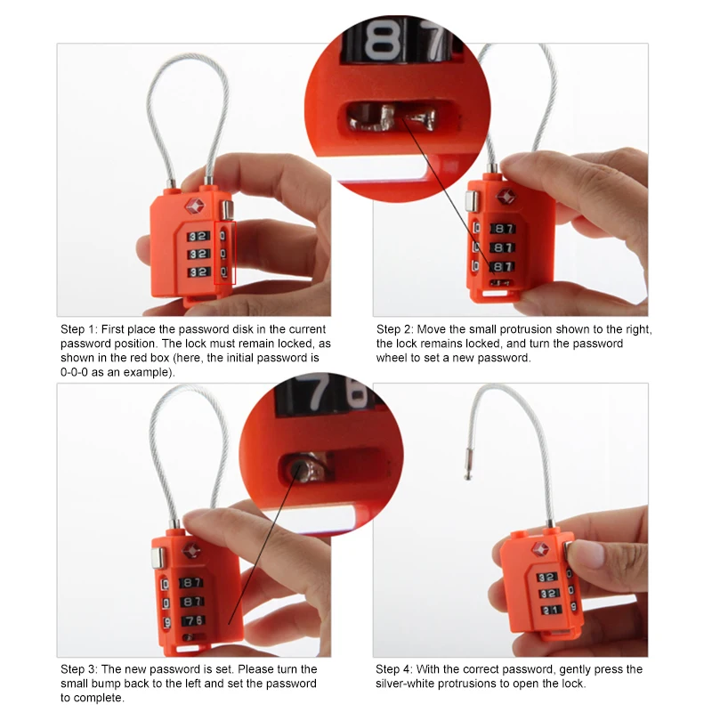1~8PCS Digit Password Lock TSA Steel Wire Lock Customs Code Lock for Travel Suitcase Luggage