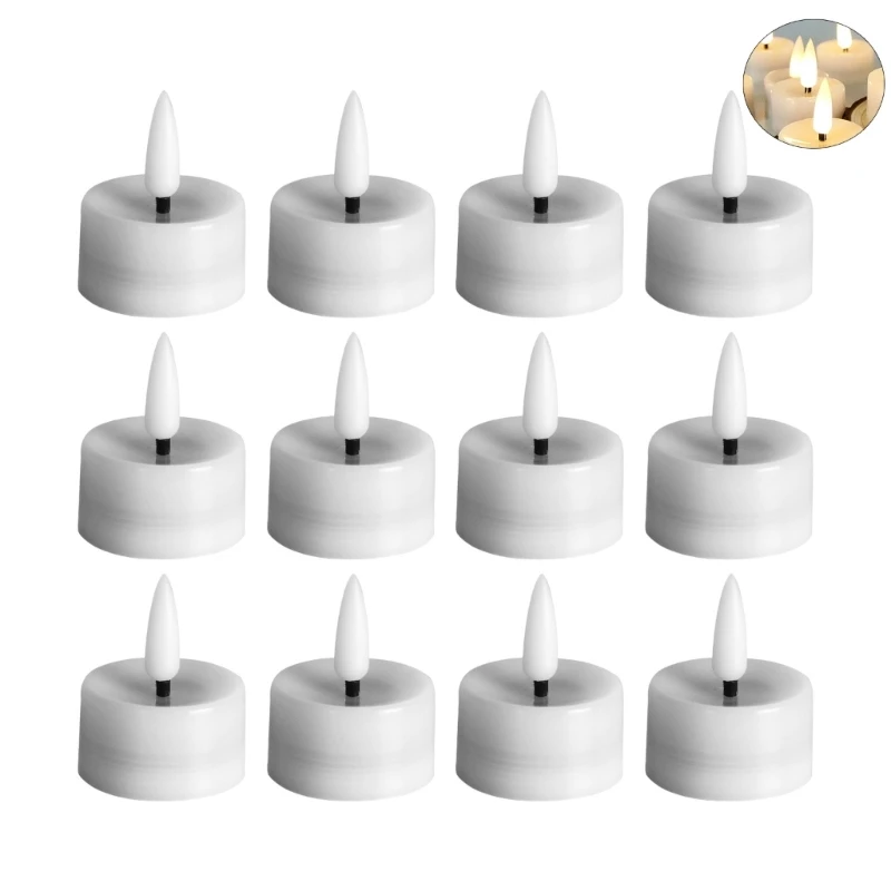 12pcs Battery Operated Tea Lights Mini Flameless LED Tealight Candle for Wedding Party Holidays Home Decoration Outdoor