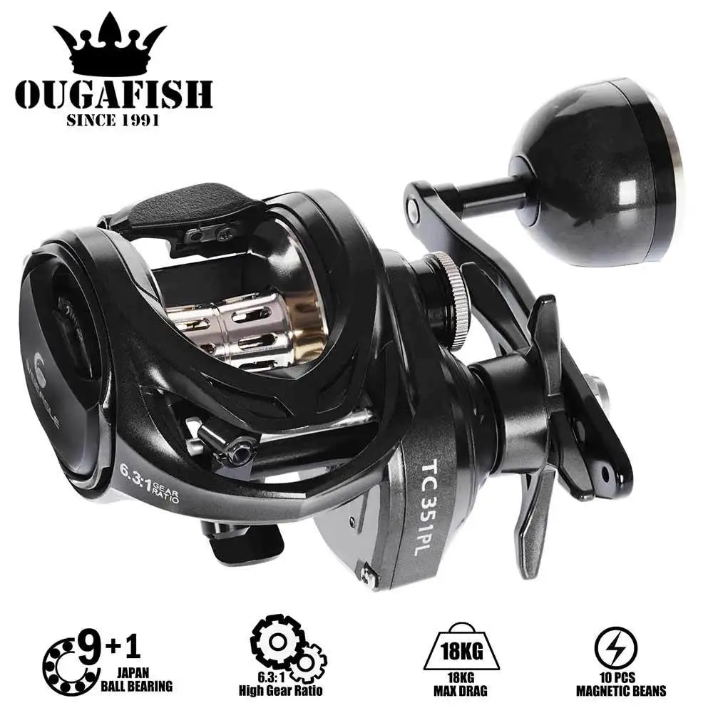 Saltwater Catfishing Carbon Fibre Body Baitcasting Reel Max Grag 18kg 6.3:1 Brass Gear Trolling Shake Slowly Wheel Seawater Tool