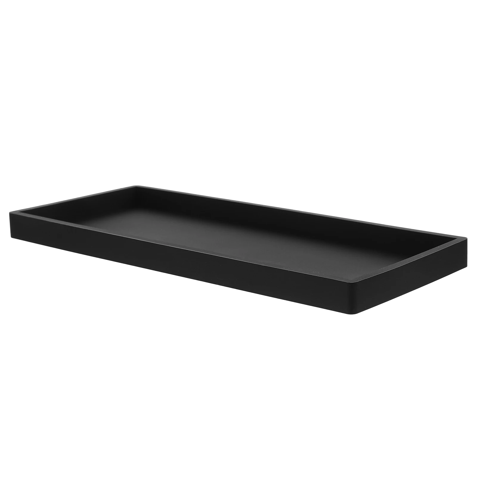 

Silicone Storage Tray Large Black Rectangle Non Slip Vanity Bathroom Kitchen Jewelry Makeup Organizer Decorative Countertop