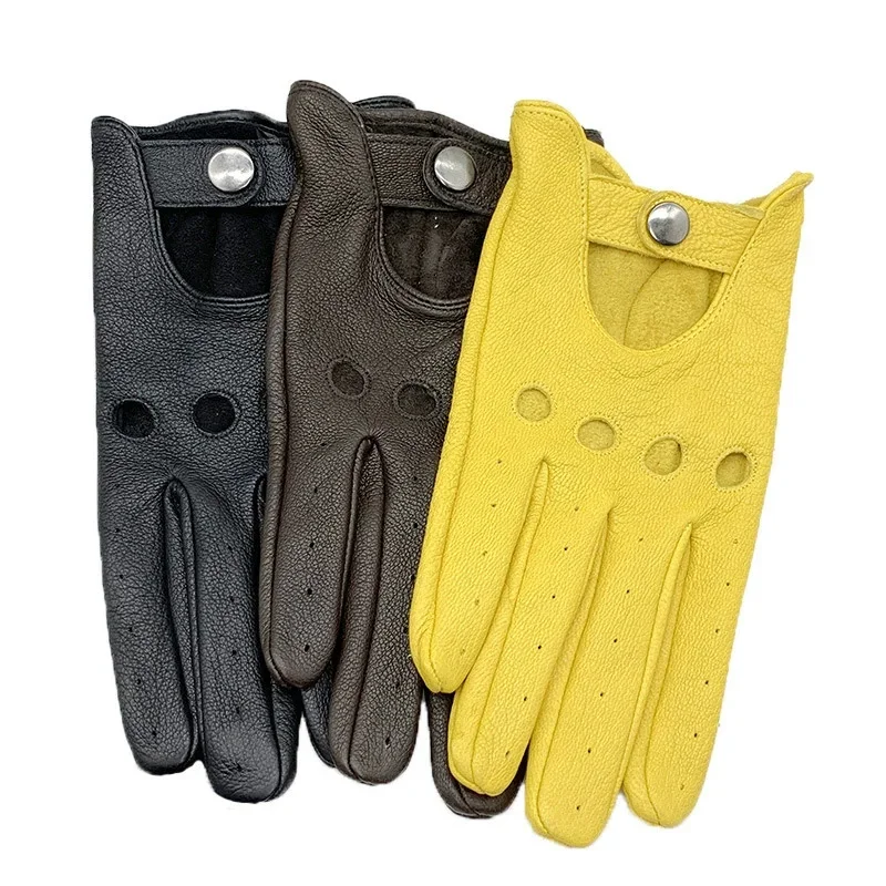 Sheepskin Gloves Men\'s Retro Motorcycle Thin Gloves Sports Cycling Riding Moto Tactical Leather Gloves