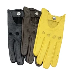 Sheepskin Gloves Men's Retro Motorcycle Thin Gloves Sports Cycling Riding Moto Tactical Leather Gloves