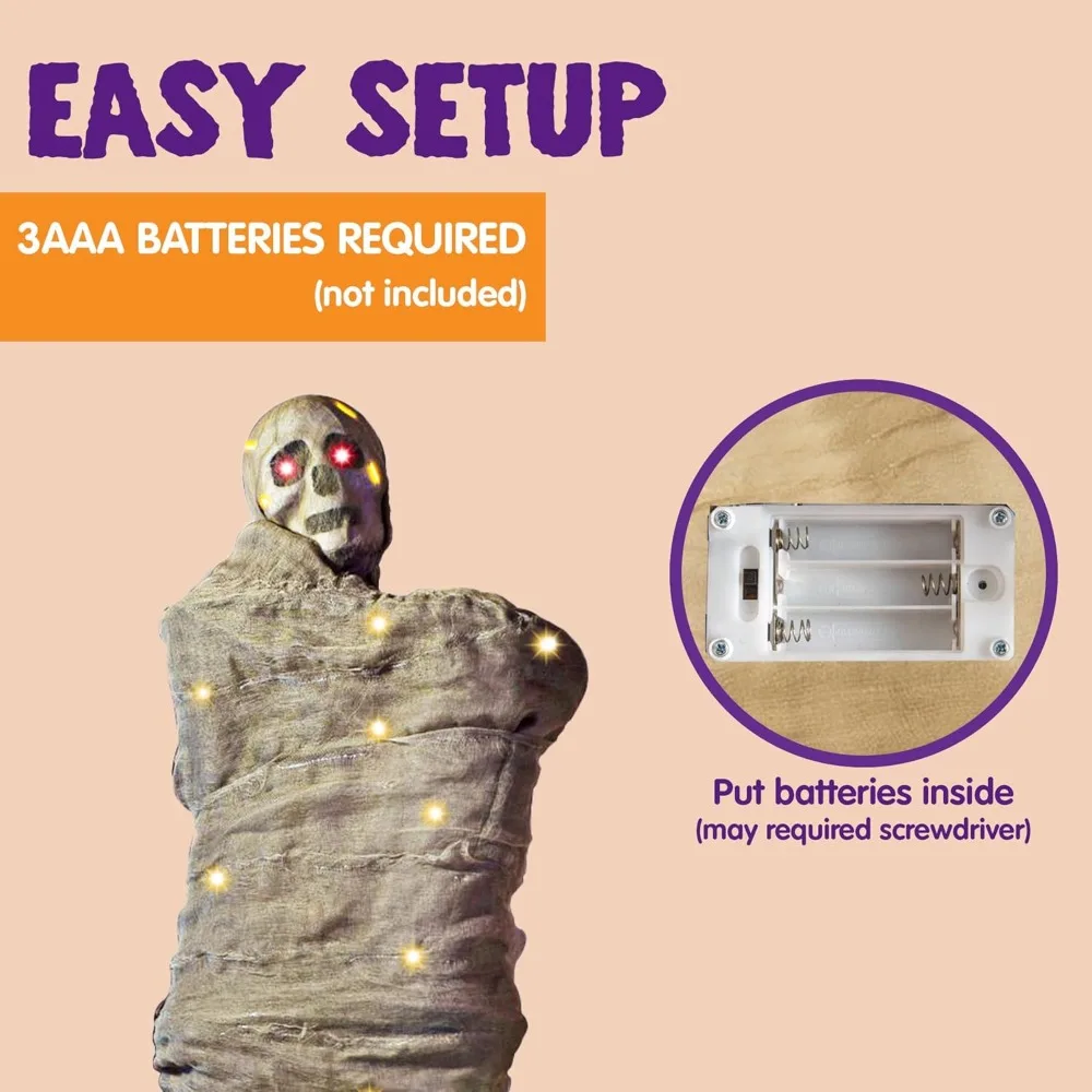 Adereço de cadáver casulo pendurado animado para decorações de Halloween: decoração de corpo de esqueleto interno e externo