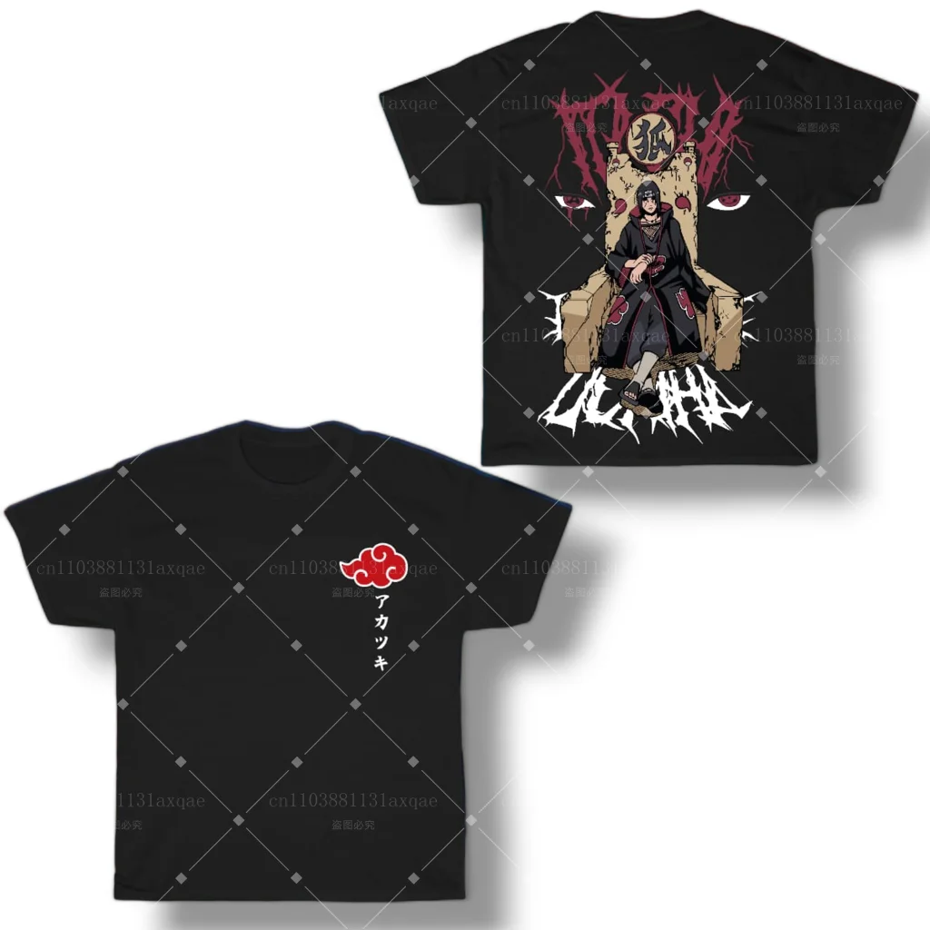 

Футболка с японским аниме Наруто Манга, мужская модная тенденция, уличная женская футболка с коротким рукавом, летний топ высокого качества с круглым вырезом