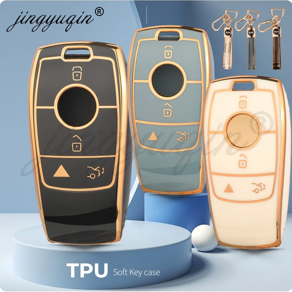 

Jingyuqin 4-кнопочный чехол для автомобильного ключа из ТПУ для Mercedes Benz E C S CLA 250 CLS 450 600 580 C-Class C63S E53 E350 GLC 300 GT63S AMG