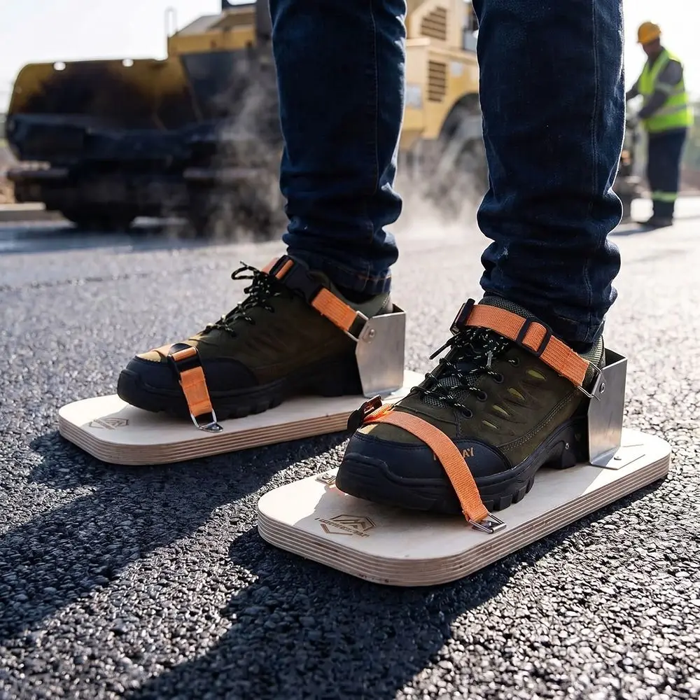 Quick Click Buckles Asphalt Shoes Adjustable Straps Thermal Barrier Tamping Shoes Thermal Insulation Compacting Shoes
