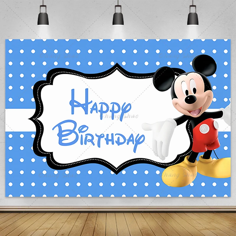 Disney Cartoon Mickey Minnie Mouse Backdrops Boy Birthday Party Baby Shower Backgrounds Photography Studio Custom Props