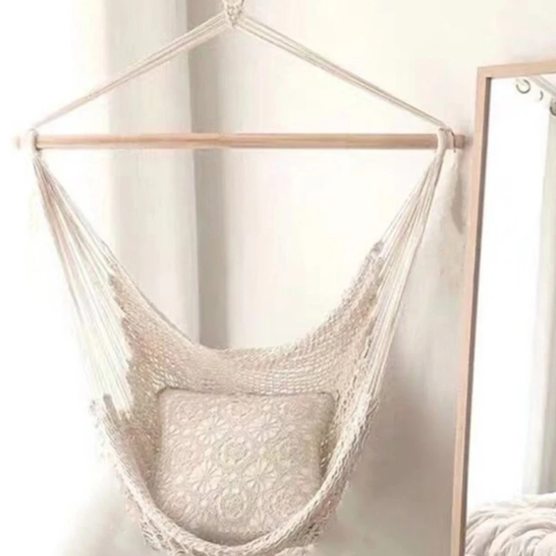 Mesh Hammock Chair Porch for Seat Woven Hanging Rope String Netted Swing Furnitu N84C