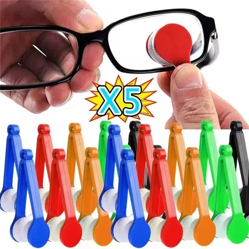 5Pcs Multi-function Mini Glasses Cleaning Rub Eyeglass Sunglasses Soft Brush Microfiber Wipe Cleaner Wiping Tools Accessories