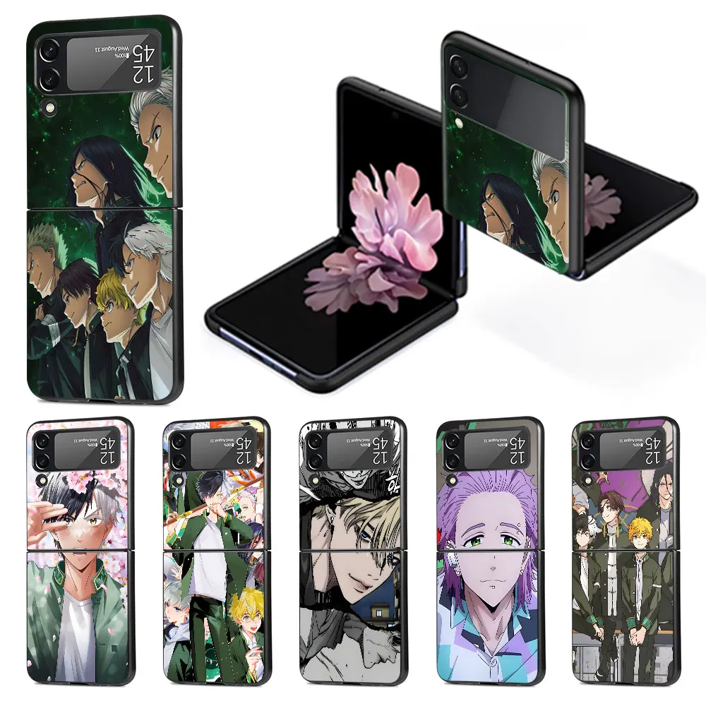 WIND BREAKER Case for Samsung Galaxy Z Flip 4 3 5G Black Hard Phone Cover Flip4 Flip3 PC Funda Capa Zflip3 Zflip4 Anime Carcasa