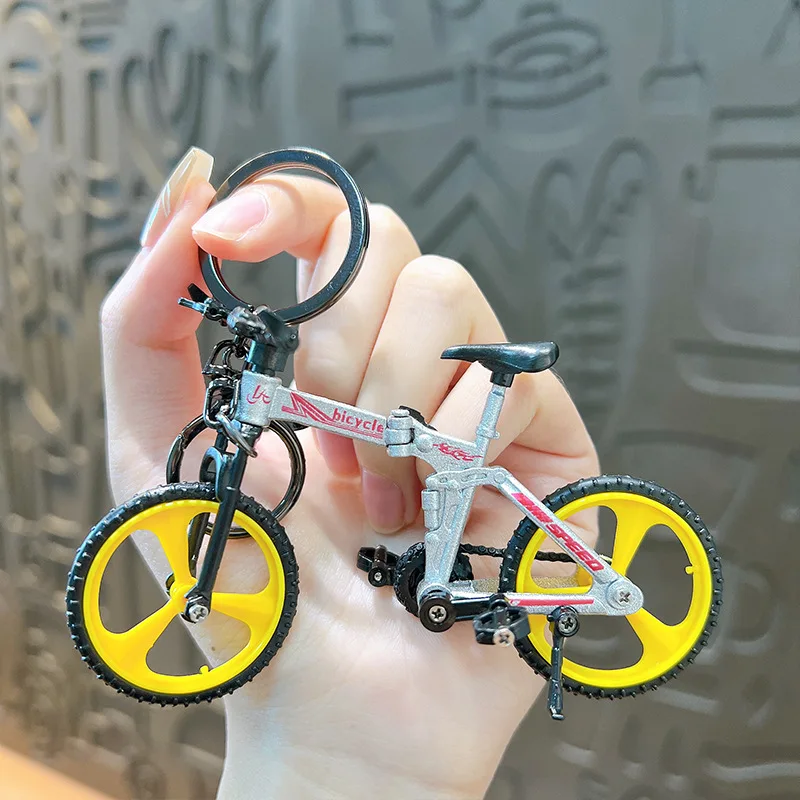 Creative Folding Simulation Alloy Bicycle Toy Model Desktop Decoration Ornaments Keychain Pendant Children Best Birthday Gifts