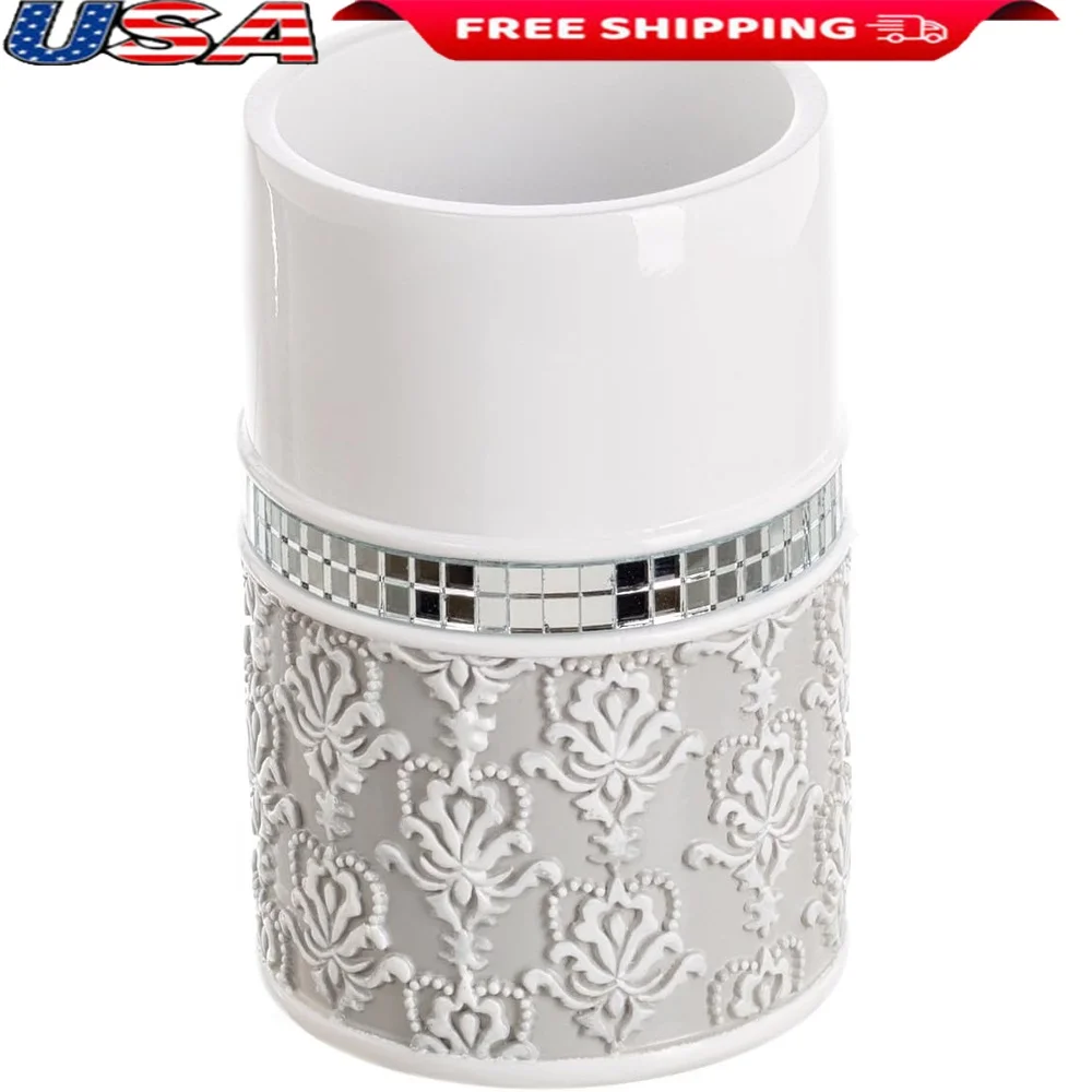 

Resin Bathroom Tumbler Toothbrush Holder Stylish Wash Cup Durable Sink Organizer Unique Gift Home Decor