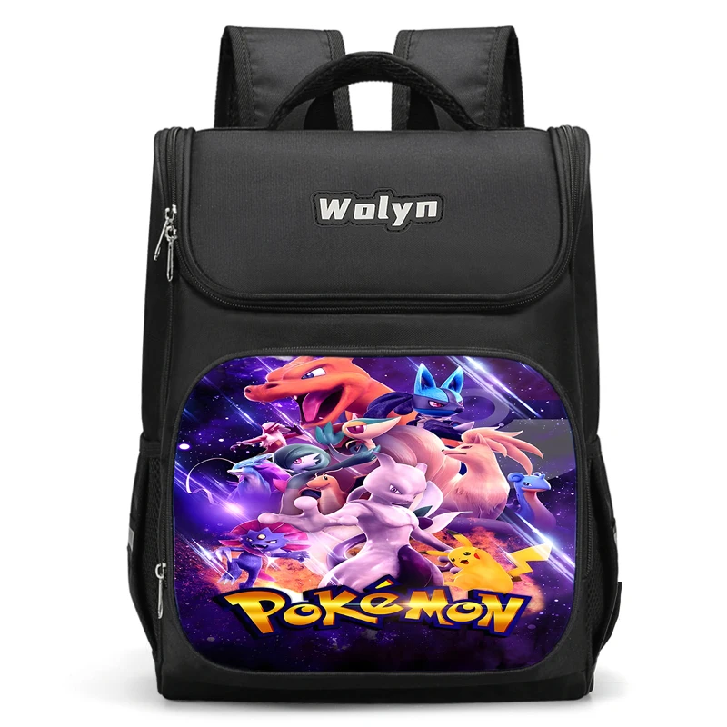 Grande mochila de anime bonito para crianças, bolsa escolar para meninos e meninas, durável e multi compartimentos, viagem, Pikachus