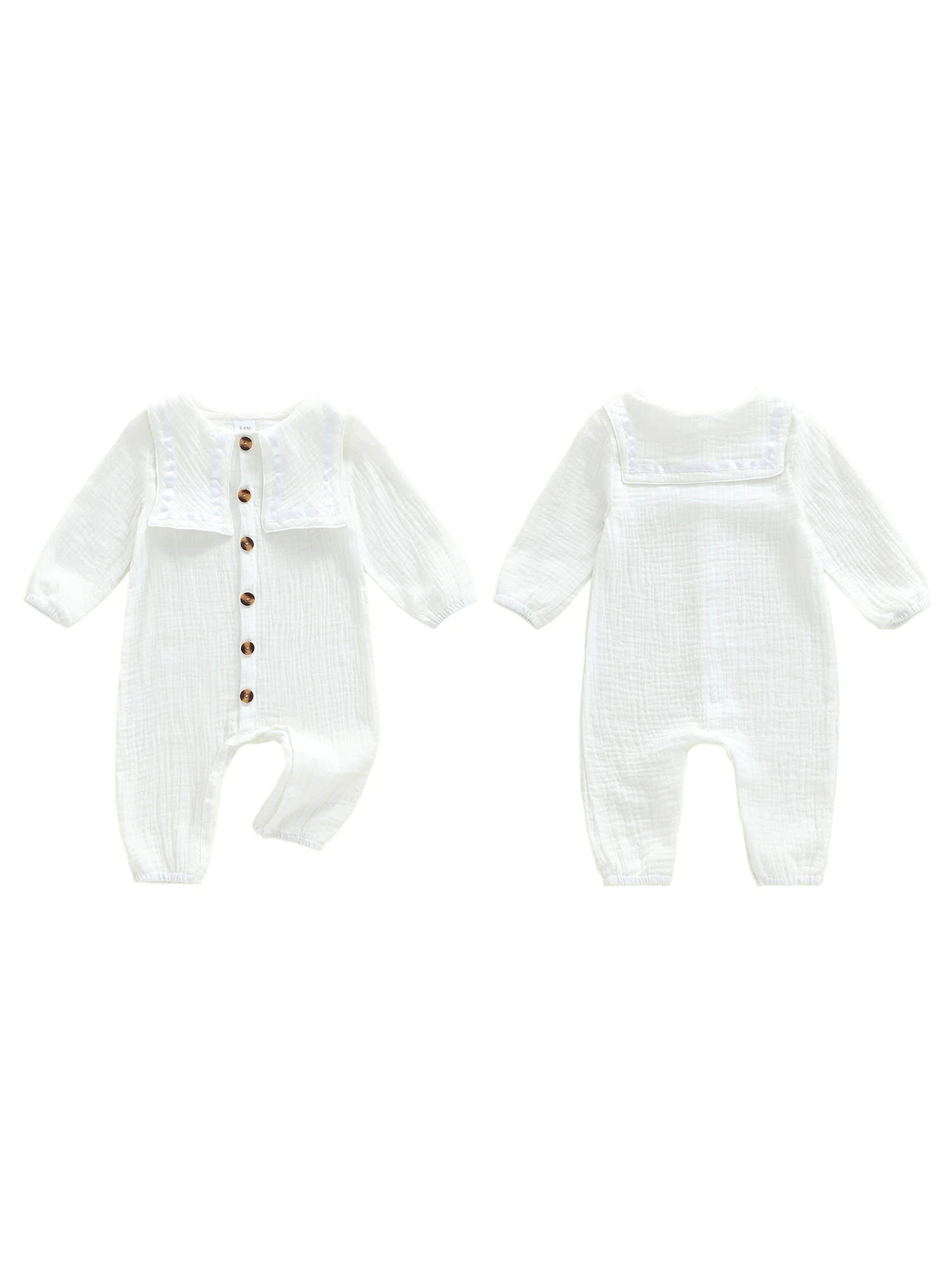 

Infant Girl Autumn Bodysuit Plain Color Sleeved Round Neck Suit with Buttons for Babies and Toddlers