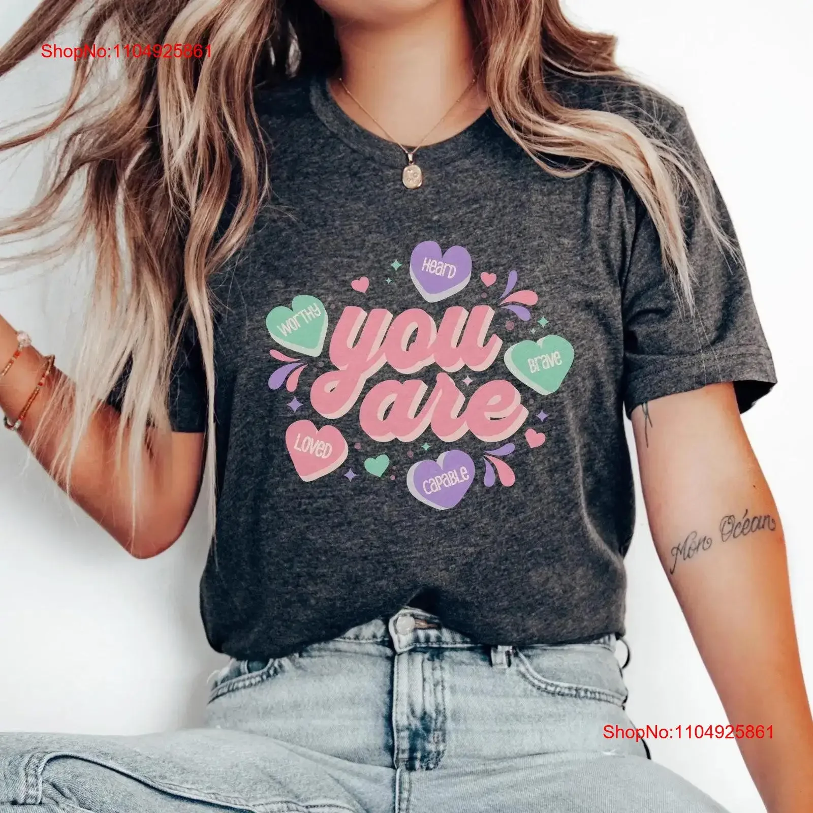 

Футболка You Are Affirmation с положительным сообщением, топ «Самая любовь», осведомленность о психическом здоровье, вдохновляющая цитата, винтажная империя