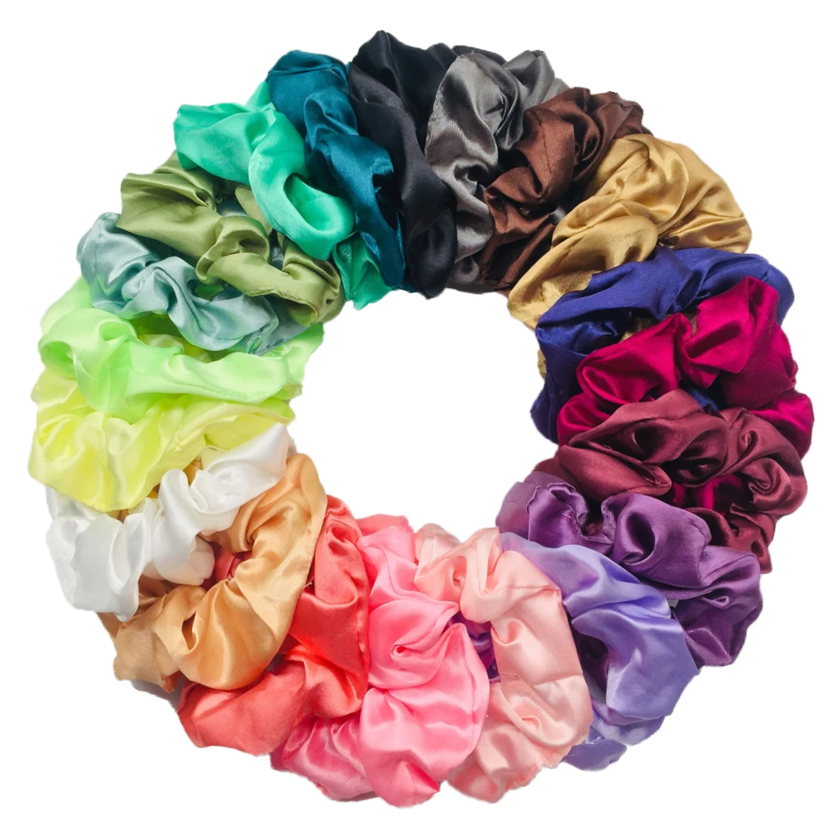 6pcs/lot Hair Scrunchies Bands Scrunchy Ties Ropes Ponytail Holder for Women or Girls Accessories Satin Headwear Solid Color Set